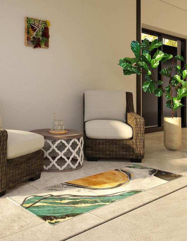 Multicolor 2' x 6' 1 Outdoor Modern Runner Area Rug Weather Resistant for Patio, Deck, Terrace, Balcony, Porch 100% Polypropylene Modern Outside Carpet for Sale at Rug Engine