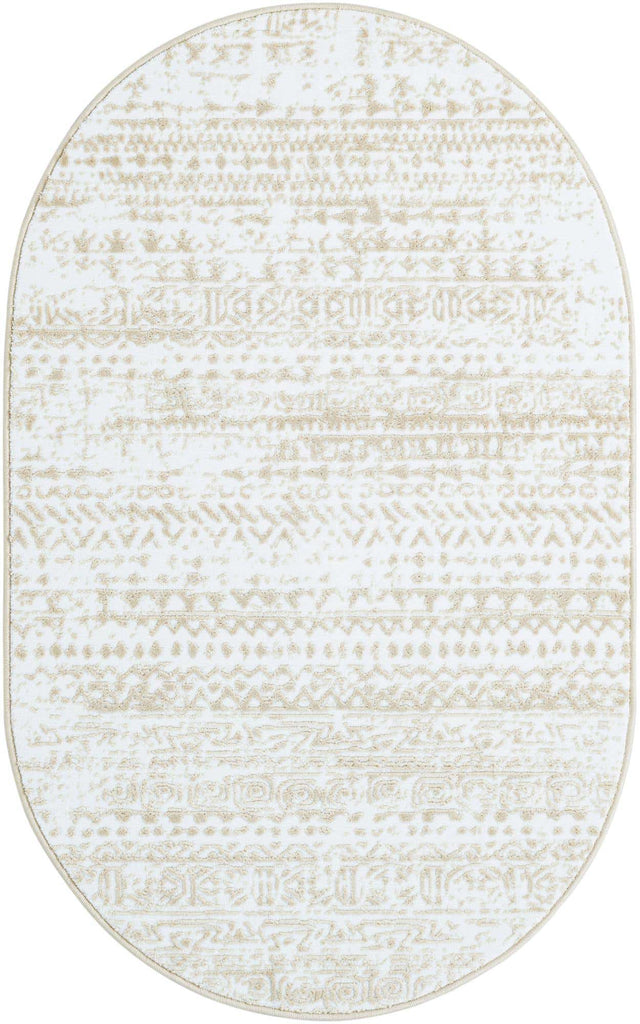 Snow White 3' 3 x 5' 3 Hermitage Oval Area Rug 55% Polypropylene & 45% Polyester Easy Clean Stain-Resistant Carpet for Living, Office, Dorm Rooms for Sale at Rug Engine