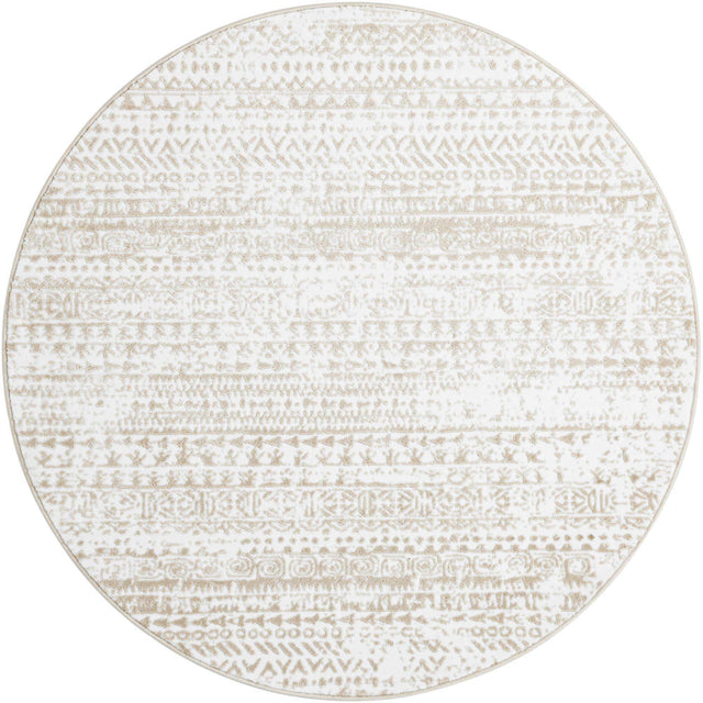 Snow White 5' 3 x 5' 3 Hermitage Round Area Rug 55% Polypropylene & 45% Polyester Easy Clean Stain-Resistant Carpet for Living, Office, Dorm Rooms for Sale at Rug Engine