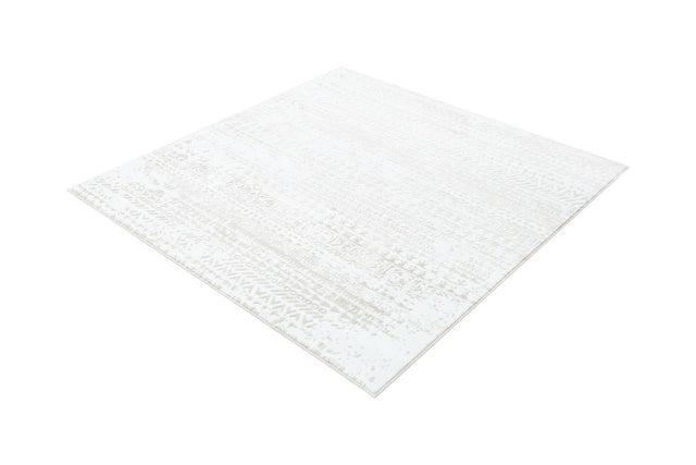 Snow White 5' 3 x 5' 3 Hermitage Square Area Rug 55% Polypropylene & 45% Polyester Easy Clean Stain-Resistant Carpet for Living, Office, Dorm Rooms for Sale at Rug Engine