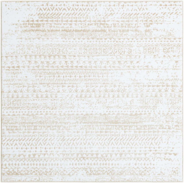 Snow White 5' 3 x 5' 3 Hermitage Square Area Rug 55% Polypropylene & 45% Polyester Easy Clean Stain-Resistant Carpet for Living, Office, Dorm Rooms for Sale at Rug Engine