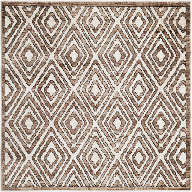 Chocolate Brown 5' 3 x 5' 3 Hermitage Square Area Rug 55% Polypropylene & 45% Polyester Easy Clean Stain-Resistant Carpet for Living, Office, Dorm Rooms for Sale at Rug Engine