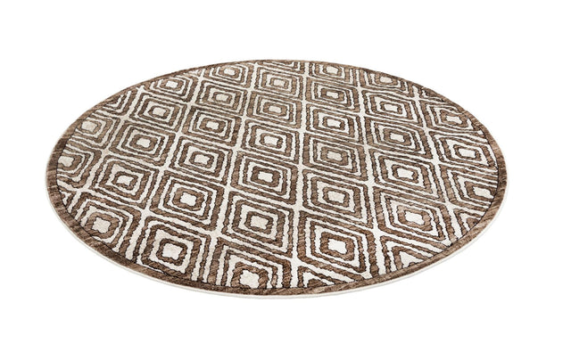 Chocolate Brown 7' 1 x 7' 1 Hermitage Round Area Rug 55% Polypropylene & 45% Polyester Easy Clean Stain-Resistant Carpet for Living, Office, Dorm Rooms for Sale at Rug Engine