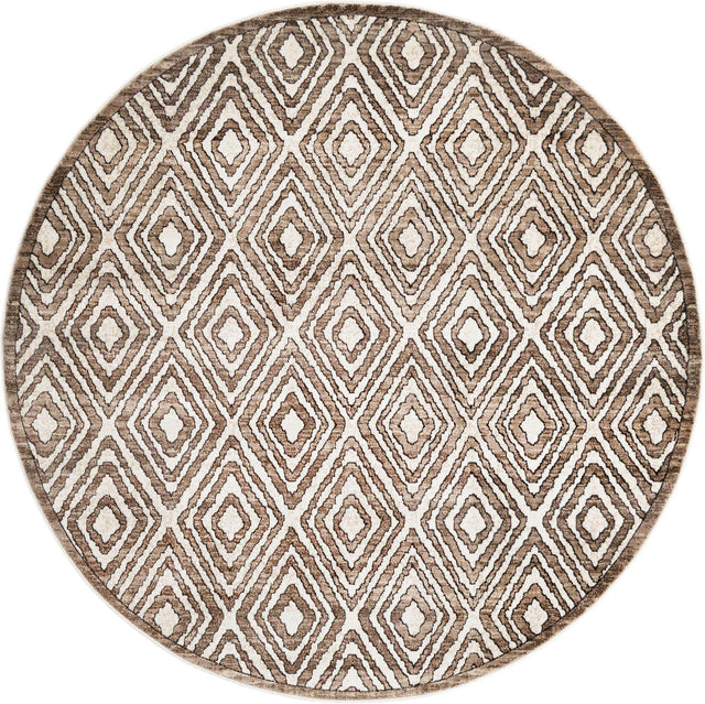 Chocolate Brown 7' 1 x 7' 1 Hermitage Round Area Rug 55% Polypropylene & 45% Polyester Easy Clean Stain-Resistant Carpet for Living, Office, Dorm Rooms for Sale at Rug Engine