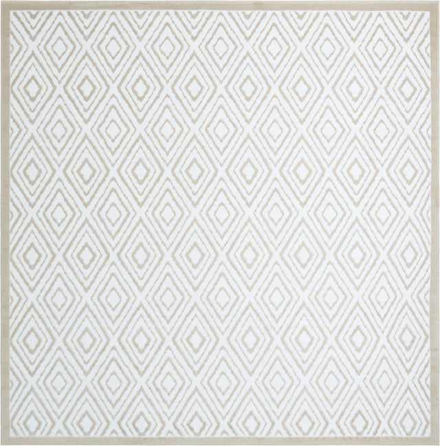 Snow White 10' x 10' Hermitage Square Area Rug 55% Polypropylene & 45% Polyester Easy Clean Stain-Resistant Carpet for Living, Office, Dorm Rooms for Sale at Rug Engine