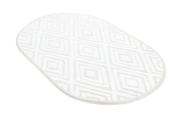 Snow White 3' 3 x 5' 3 Hermitage Oval Area Rug 55% Polypropylene & 45% Polyester Easy Clean Stain-Resistant Carpet for Living, Office, Dorm Rooms for Sale at Rug Engine