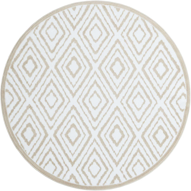 Snow White 5' 3 x 5' 3 Hermitage Round Area Rug 55% Polypropylene & 45% Polyester Easy Clean Stain-Resistant Carpet for Living, Office, Dorm Rooms for Sale at Rug Engine