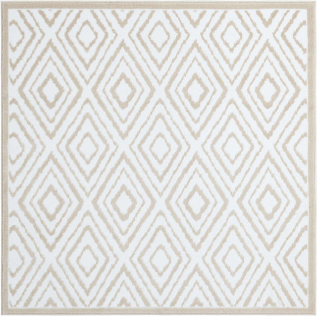 Snow White 5' 3 x 5' 3 Hermitage Square Area Rug 55% Polypropylene & 45% Polyester Easy Clean Stain-Resistant Carpet for Living, Office, Dorm Rooms for Sale at Rug Engine