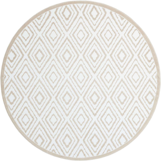 Snow White 7' 1 x 7' 1 Hermitage Round Area Rug 55% Polypropylene & 45% Polyester Easy Clean Stain-Resistant Carpet for Living, Office, Dorm Rooms for Sale at Rug Engine