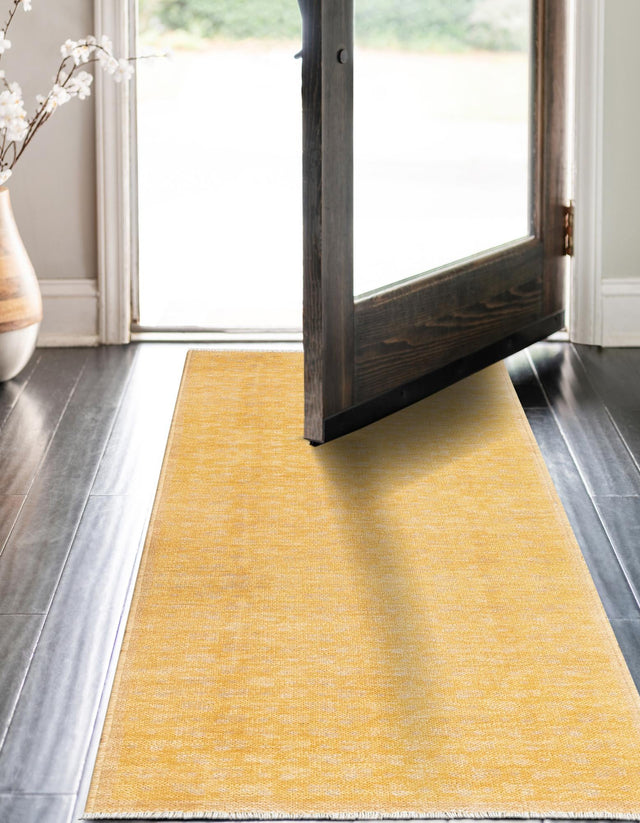 Yellow 2' x 8' Boutique Runner Area Rug Chenille Polyester Cotton Traditional Oriental Inspired Classical Carpet for Living Rooms Dining Office Space Interior Design for Sale at Rug Engine
