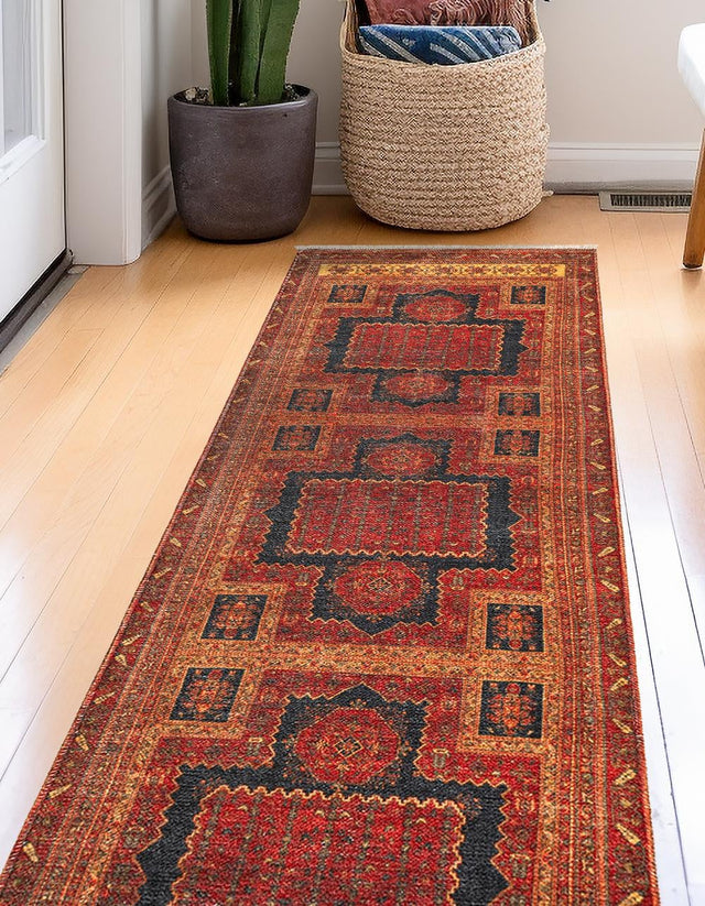 Rust Red 2' x 6' 1 Boutique Runner Area Rug Chenille Polyester Cotton Traditional Oriental Inspired Classical Carpet for Living Rooms Dining Office Space Interior Design for Sale at Rug Engine