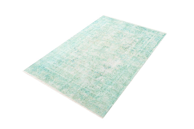 Turquoise 3' 11 x 5' 11 Boutique Rectangle Area Rug Chenille Polyester Cotton Traditional Oriental Inspired Classical Carpet for Living Rooms Dining Office Space Interior Design for Sale at Rug Engine