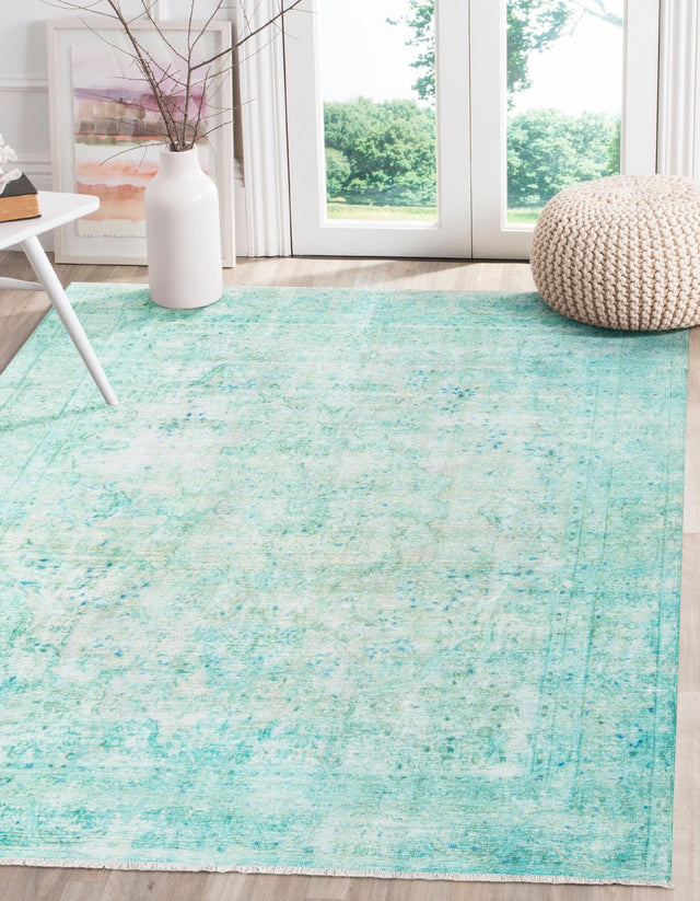 Turquoise 9' x 11' 10 Boutique Rectangle Area Rug Chenille Polyester Cotton Traditional Oriental Inspired Classical Carpet for Living Rooms Dining Office Space Interior Design for Sale at Rug Engine