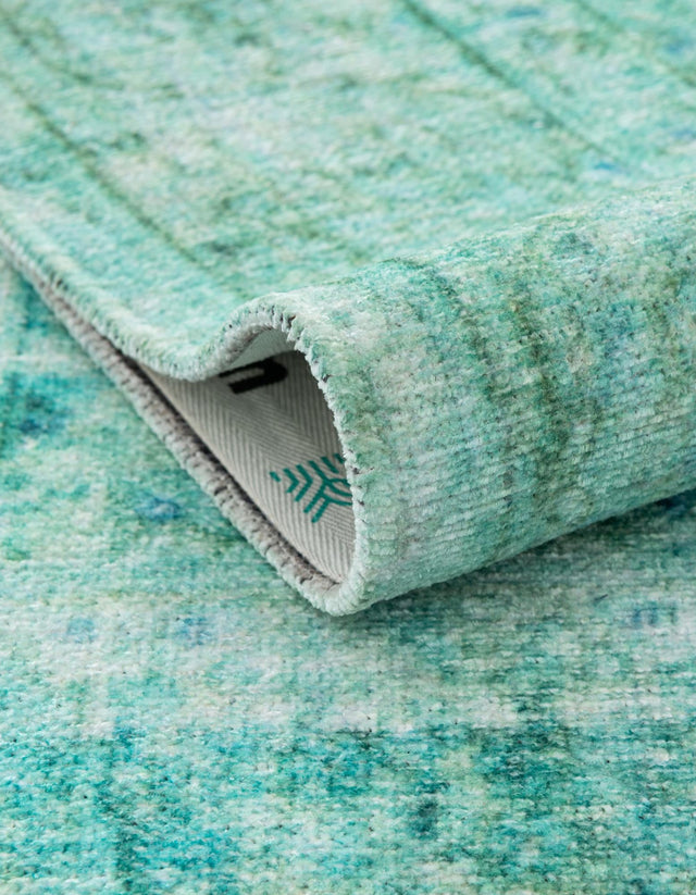Turquoise 7' 10 x 10' Boutique Rectangle Area Rug Chenille Polyester Cotton Traditional Oriental Inspired Classical Carpet for Living Rooms Dining Office Space Interior Design for Sale at Rug Engine