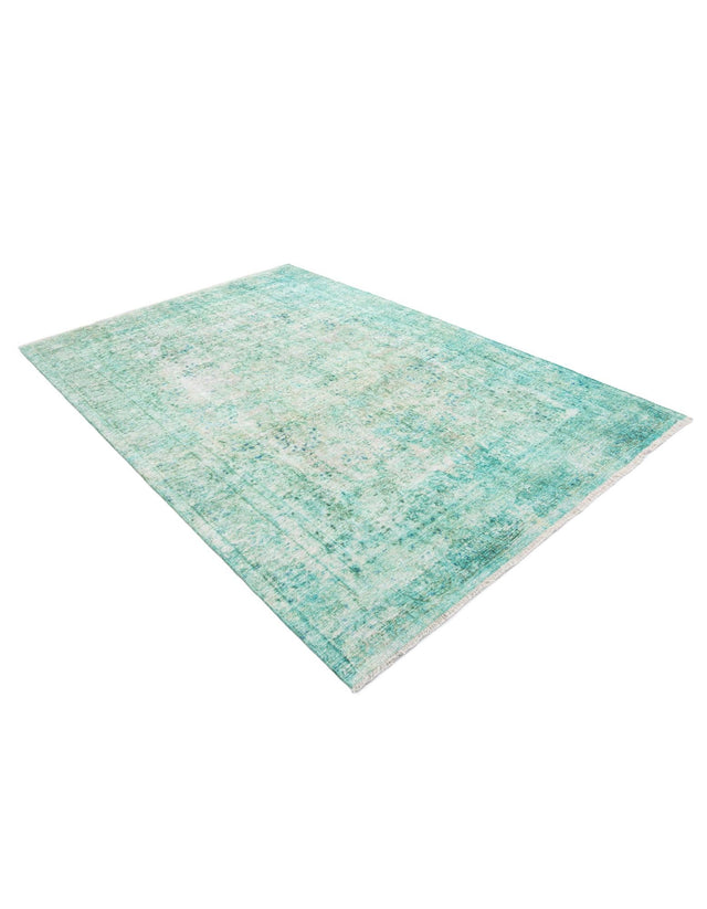 Turquoise 6' 1 x 9' Boutique Rectangle Area Rug Chenille Polyester Cotton Traditional Oriental Inspired Classical Carpet for Living Rooms Dining Office Space Interior Design for Sale at Rug Engine