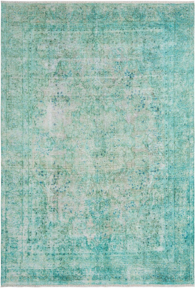 Turquoise 6' 1 x 9' Boutique Rectangle Area Rug Chenille Polyester Cotton Traditional Oriental Inspired Classical Carpet for Living Rooms Dining Office Space Interior Design for Sale at Rug Engine