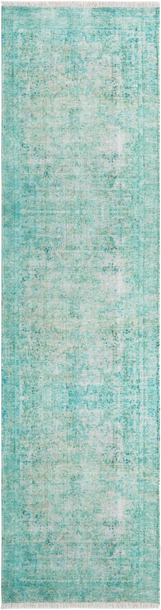 Turquoise 2' x 8' Boutique Runner Area Rug Chenille Polyester Cotton Traditional Oriental Inspired Classical Carpet for Living Rooms Dining Office Space Interior Design for Sale at Rug Engine