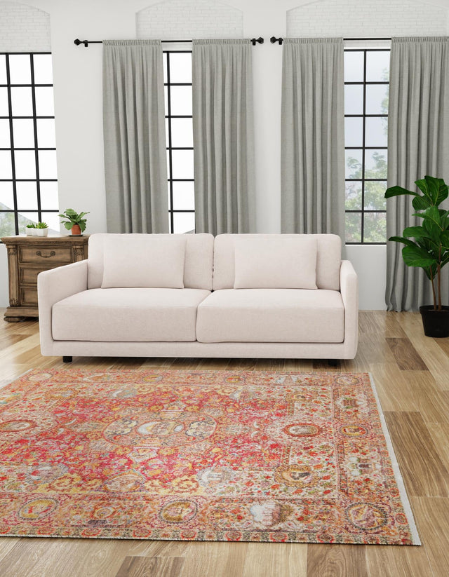 Rust Red 5' 1 x 5' 1 Boutique Square Area Rug Chenille Polyester Cotton Traditional Oriental Inspired Classical Carpet for Living Rooms Dining Office Space Interior Design for Sale at Rug Engine