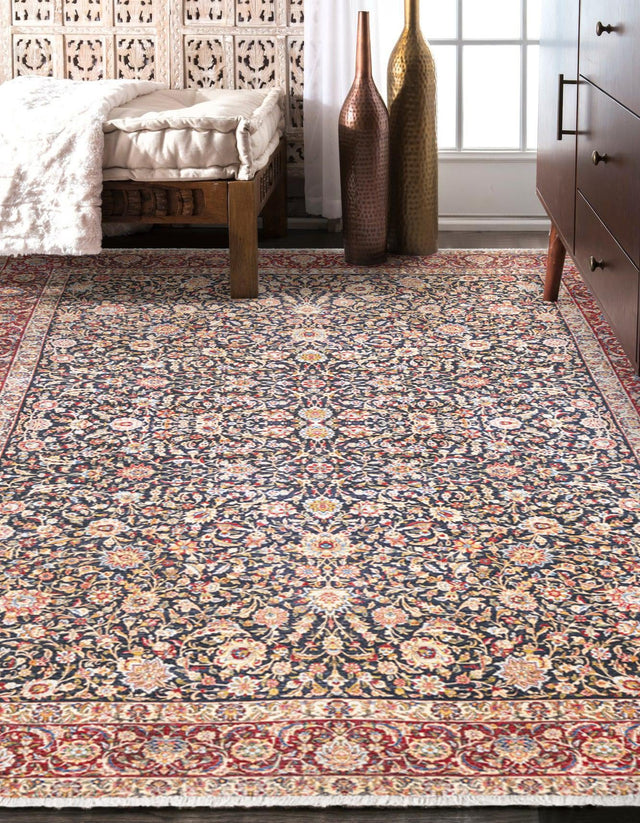 Navy Blue 3' 11 x 5' 11 Boutique Rectangle Area Rug Chenille Polyester Cotton Traditional Oriental Inspired Classical Carpet for Living Rooms Dining Office Space Interior Design for Sale at Rug Engine