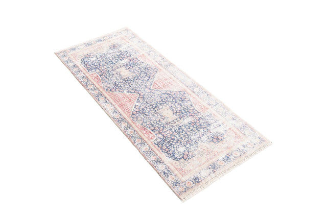 Navy Blue 2' x 5' 1 Boutique Runner Area Rug Chenille Polyester Cotton Traditional Oriental Inspired Classical Carpet for Living Rooms Dining Office Space Interior Design for Sale at Rug Engine