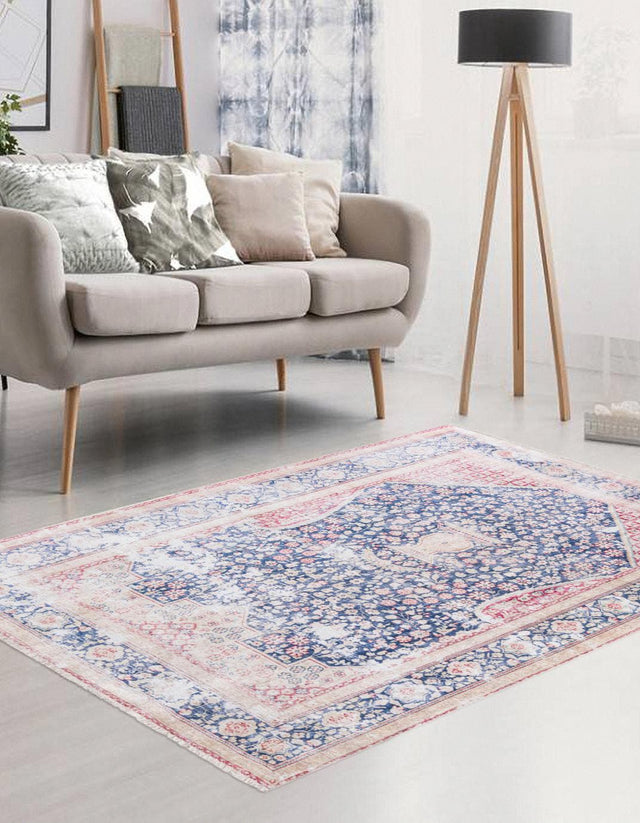 Navy Blue 9' x 11' 10 Boutique Rectangle Area Rug Chenille Polyester Cotton Traditional Oriental Inspired Classical Carpet for Living Rooms Dining Office Space Interior Design for Sale at Rug Engine