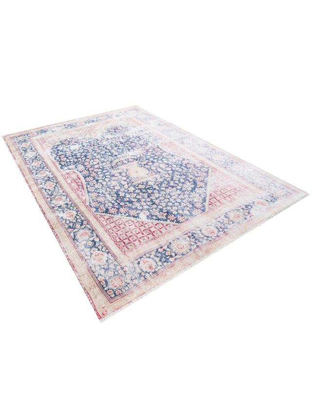 Navy Blue 6' 1 x 9' Boutique Rectangle Area Rug Chenille Polyester Cotton Traditional Oriental Inspired Classical Carpet for Living Rooms Dining Office Space Interior Design for Sale at Rug Engine