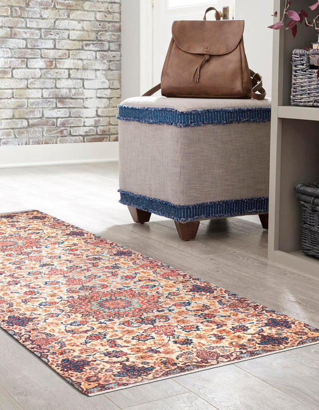 Beige 2' x 6' 1 Boutique Runner Area Rug Chenille Polyester Cotton Traditional Oriental Inspired Classical Carpet for Living Rooms Dining Office Space Interior Design for Sale at Rug Engine