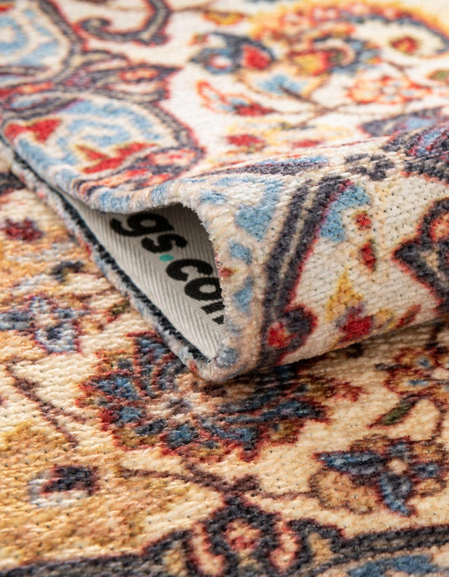 Beige 5' 1 x 5' 1 Boutique Square Area Rug Chenille Polyester Cotton Traditional Oriental Inspired Classical Carpet for Living Rooms Dining Office Space Interior Design for Sale at Rug Engine