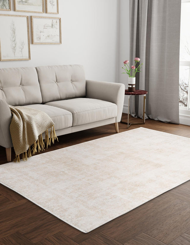 Ivory 7' 10 x 10' Boutique Rectangle Area Rug Chenille Polyester Cotton Traditional Oriental Inspired Classical Carpet for Living Rooms Dining Office Space Interior Design for Sale at Rug Engine