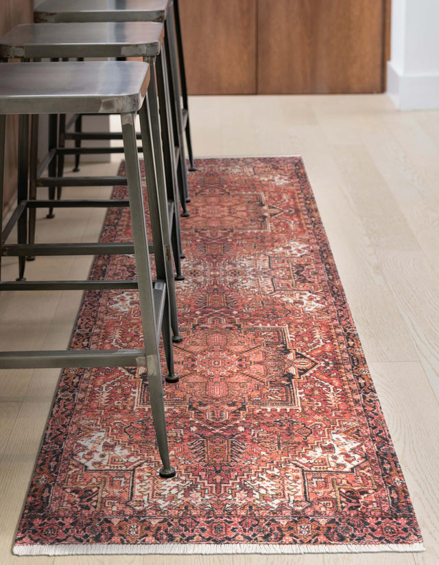 Rust Red 2' x 8' Boutique Runner Area Rug Chenille Polyester Cotton Traditional Oriental Inspired Classical Carpet for Living Rooms Dining Office Space Interior Design for Sale at Rug Engine