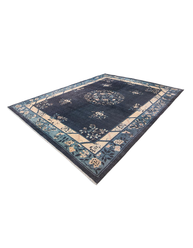 Navy Blue 9' x 11' 10 Boutique Rectangle Area Rug Chenille Polyester Cotton Traditional Oriental Inspired Classical Carpet for Living Rooms Dining Office Space Interior Design for Sale at Rug Engine