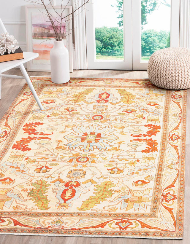 Beige 9' x 11' 10 Boutique Rectangle Area Rug Chenille Polyester Cotton Traditional Oriental Inspired Classical Carpet for Living Rooms Dining Office Space Interior Design for Sale at Rug Engine