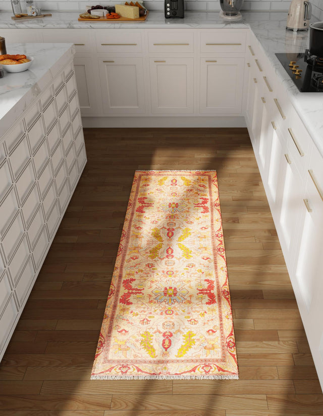 Beige 2' x 5' 1 Boutique Runner Area Rug Chenille Polyester Cotton Traditional Oriental Inspired Classical Carpet for Living Rooms Dining Office Space Interior Design for Sale at Rug Engine