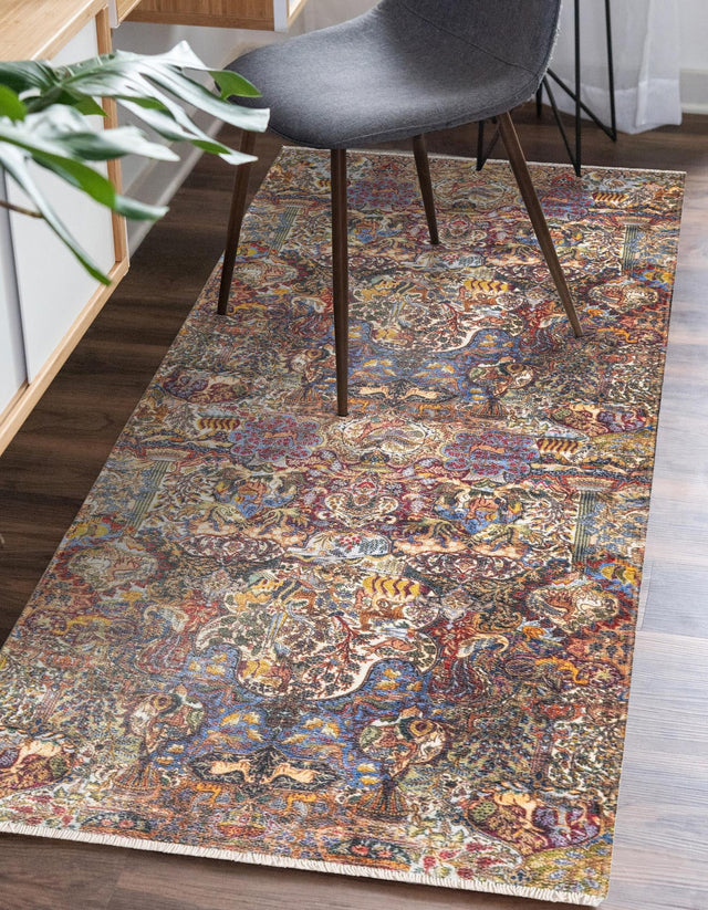 Multicolor 3' 3 x 11' 10 Boutique Runner Area Rug Chenille Polyester Cotton Traditional Oriental Inspired Classical Carpet for Living Rooms Dining Office Space Interior Design for Sale at Rug Engine