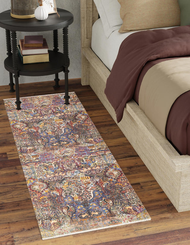 Multicolor 2' x 6' 1 Boutique Runner Area Rug Chenille Polyester Cotton Traditional Oriental Inspired Classical Carpet for Living Rooms Dining Office Space Interior Design for Sale at Rug Engine