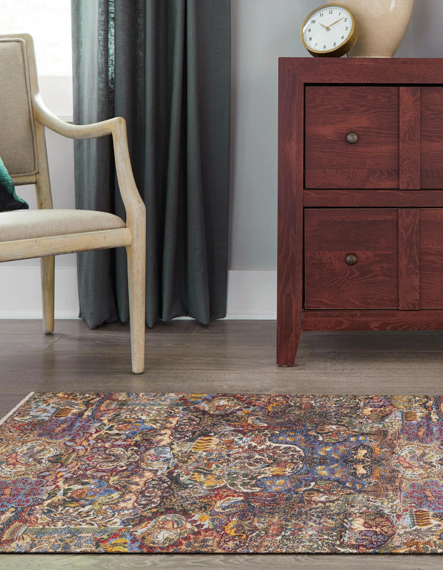 Multicolor 2' x 8' Boutique Runner Area Rug Chenille Polyester Cotton Traditional Oriental Inspired Classical Carpet for Living Rooms Dining Office Space Interior Design for Sale at Rug Engine