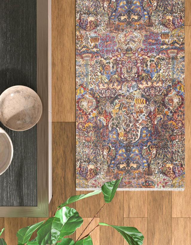 Multicolor 2' x 6' 1 Boutique Runner Area Rug Chenille Polyester Cotton Traditional Oriental Inspired Classical Carpet for Living Rooms Dining Office Space Interior Design for Sale at Rug Engine