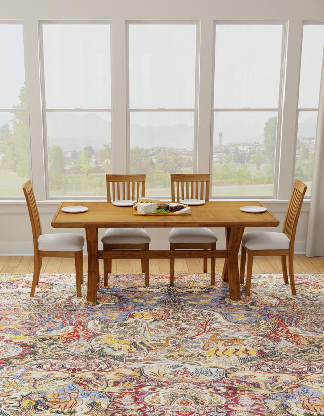 Multicolor 7' 9 x 7' 9 Boutique Square Area Rug Chenille Polyester Cotton Traditional Oriental Inspired Classical Carpet for Living Rooms Dining Office Space Interior Design for Sale at Rug Engine