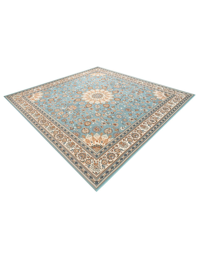 Blue 10' x 10' Outdoor Traditional Square Area Rug Weather Resistant for Patio, Deck, Terrace, Balcony, Porch Classical Design Outside Carpet for Sale at Rug Engine