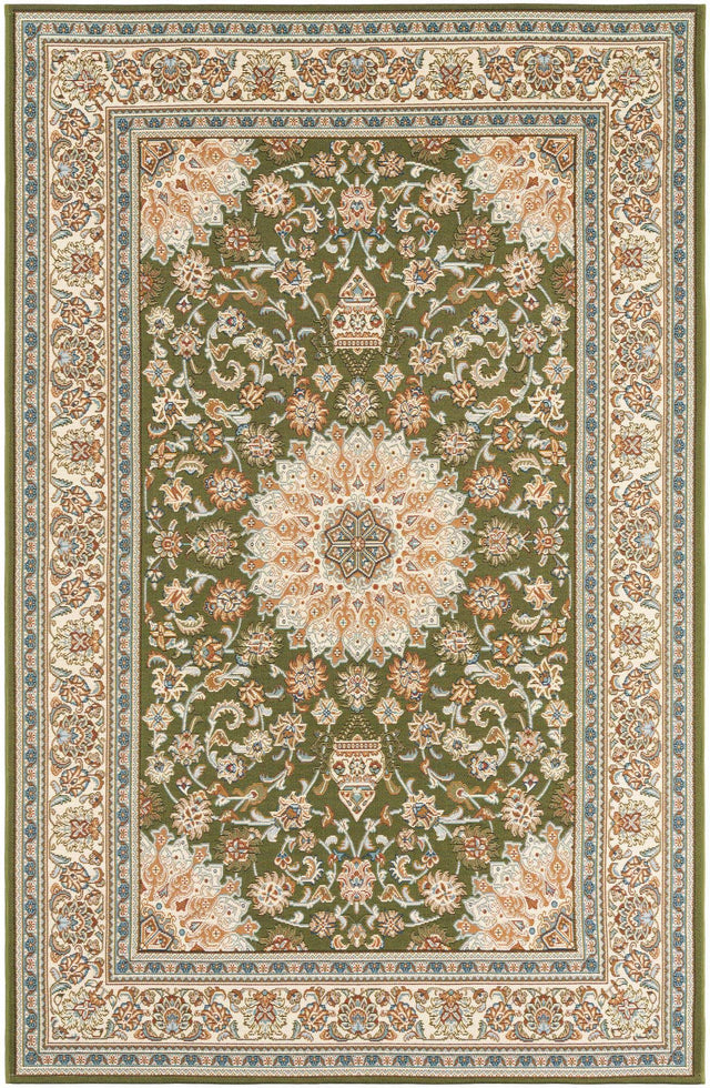 Green 5' 3 x 8' Outdoor Traditional Rectangle Area Rug Weather Resistant for Patio, Deck, Terrace, Balcony, Porch Classical Design Outside Carpet for Sale at Rug Engine