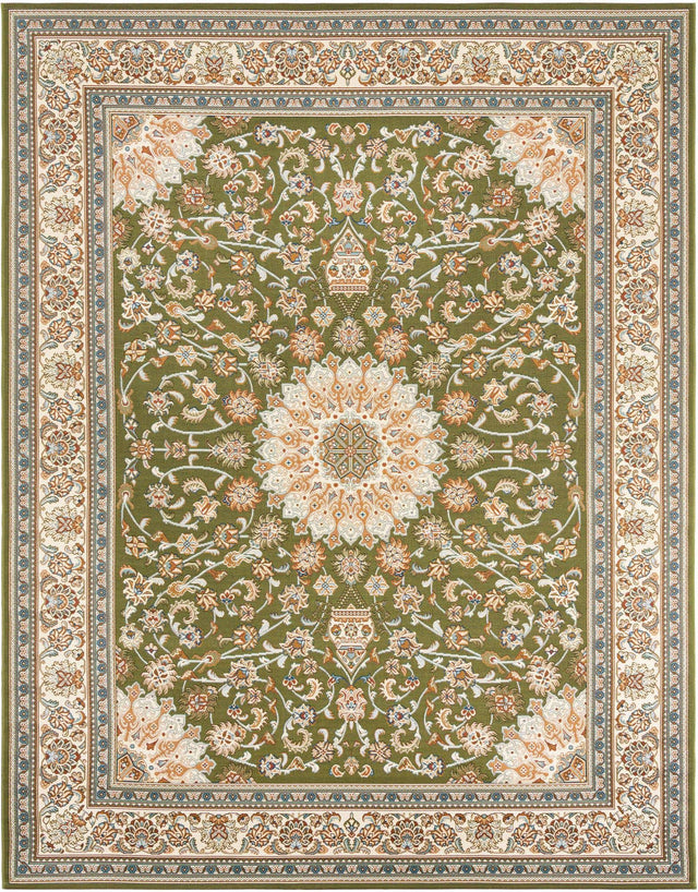 Green 7' 10 x 10' Outdoor Traditional Rectangle Area Rug Weather Resistant for Patio, Deck, Terrace, Balcony, Porch Classical Design Outside Carpet for Sale at Rug Engine