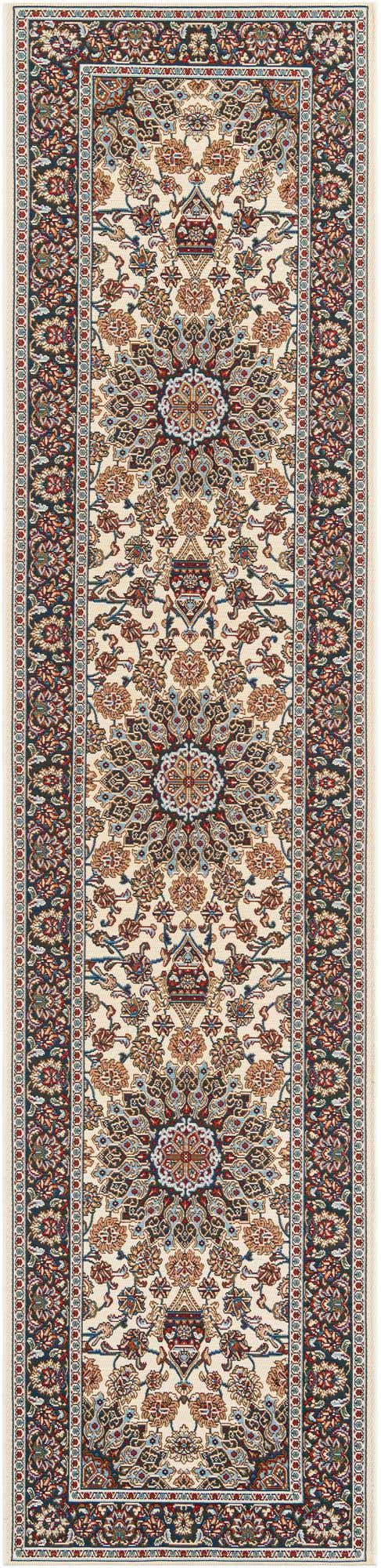 Ivory 2' 7 x 12' Outdoor Traditional Runner Area Rug Weather Resistant for Patio, Deck, Terrace, Balcony, Porch Classical Design Outside Carpet for Sale at Rug Engine