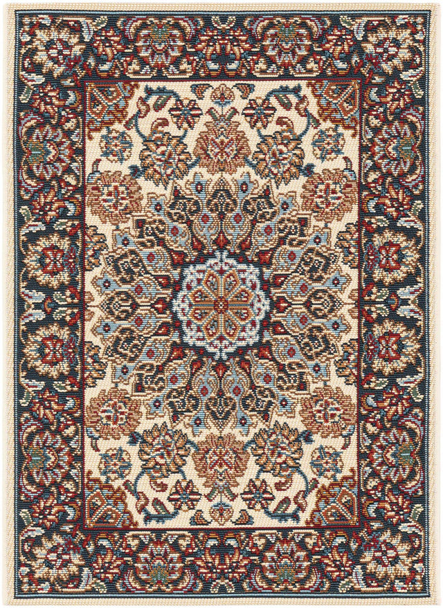 Ivory 2' x 3' 1 Outdoor Traditional Rectangle Area Rug Weather Resistant for Patio, Deck, Terrace, Balcony, Porch Classical Design Outside Carpet for Sale at Rug Engine