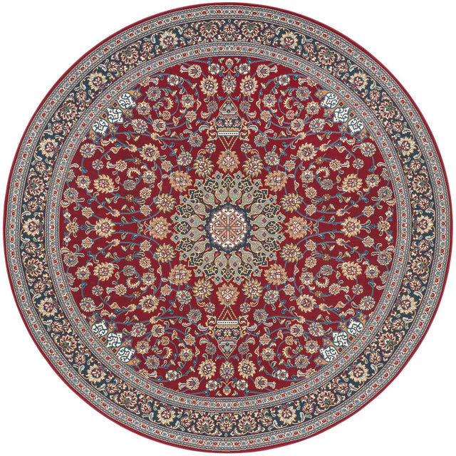 Red 10' x 10' Outdoor Traditional Round Area Rug Weather Resistant for Patio, Deck, Terrace, Balcony, Porch Classical Design Outside Carpet for Sale at Rug Engine