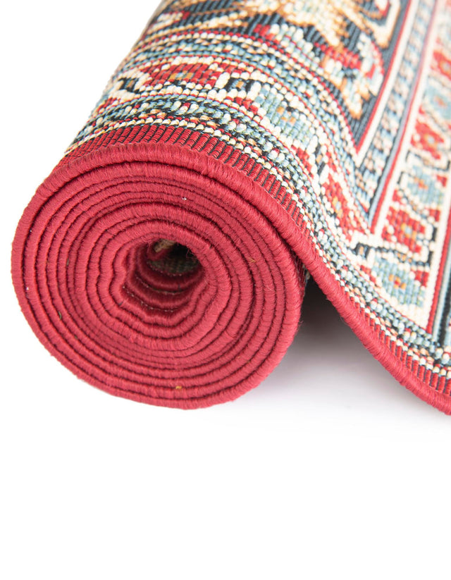 Red 7' 10 x 10' Outdoor Traditional Rectangle Area Rug Weather Resistant for Patio, Deck, Terrace, Balcony, Porch Classical Design Outside Carpet for Sale at Rug Engine