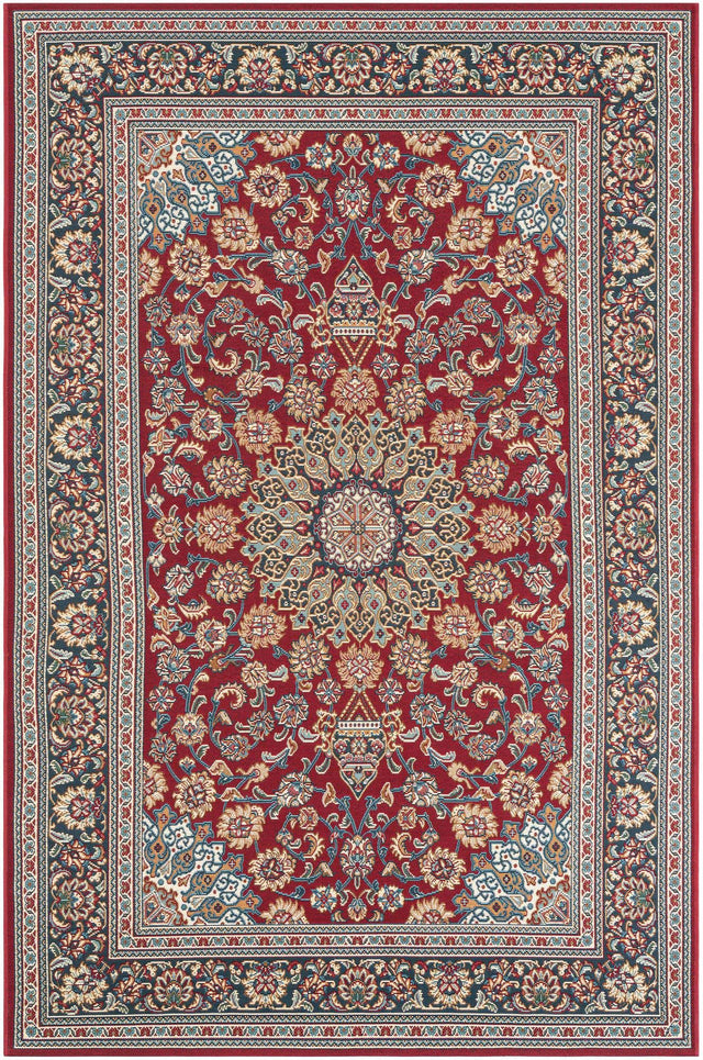 Red 5' 3 x 8' Outdoor Traditional Rectangle Area Rug Weather Resistant for Patio, Deck, Terrace, Balcony, Porch Classical Design Outside Carpet for Sale at Rug Engine