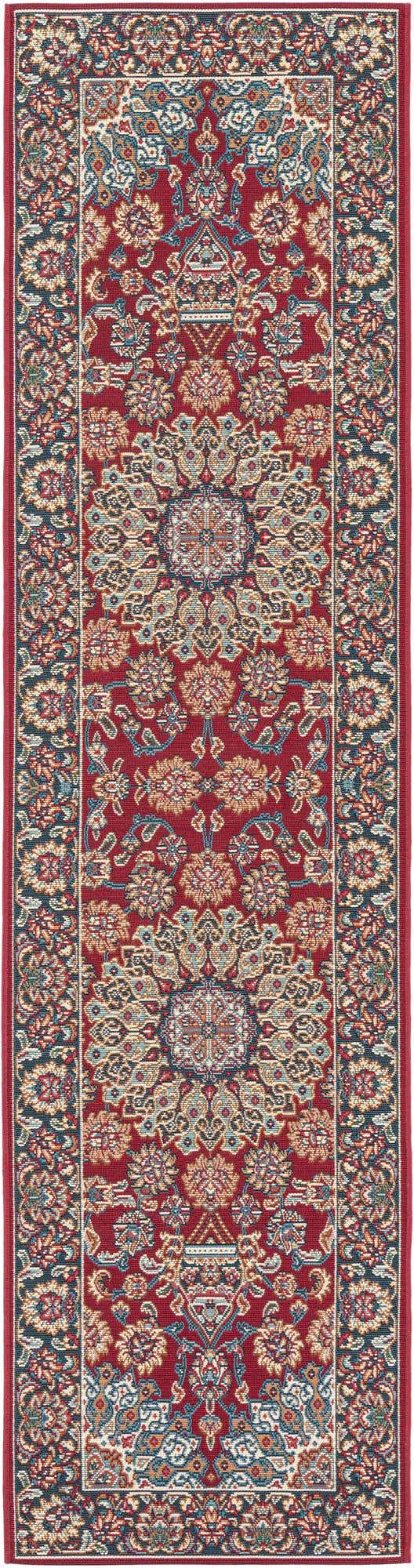 Red 2' x 8' Outdoor Traditional Runner Area Rug Weather Resistant for Patio, Deck, Terrace, Balcony, Porch Classical Design Outside Carpet for Sale at Rug Engine