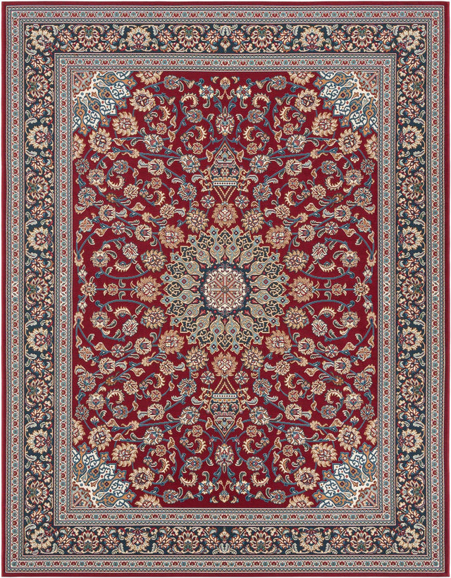 Red 7' 10 x 10' Outdoor Traditional Rectangle Area Rug Weather Resistant for Patio, Deck, Terrace, Balcony, Porch Classical Design Outside Carpet for Sale at Rug Engine
