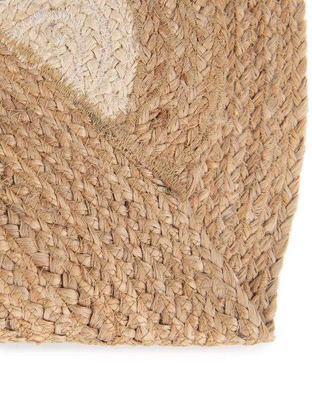 White and Natural 5' 1 x 5' 1 Kids Braided Jute Round Area Rug for Baby Nursery, Toddler Playroom, Bedrooms All Natural Eco-Friendly Sustainable Carpet for Sale at Rug Engine