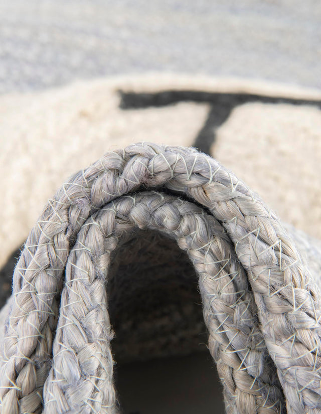 Gray 7' 10 x 7' 10 Kids Braided Jute Round Area Rug for Baby Nursery, Toddler Playroom, Bedrooms All Natural Eco-Friendly Sustainable Carpet for Sale at Rug Engine